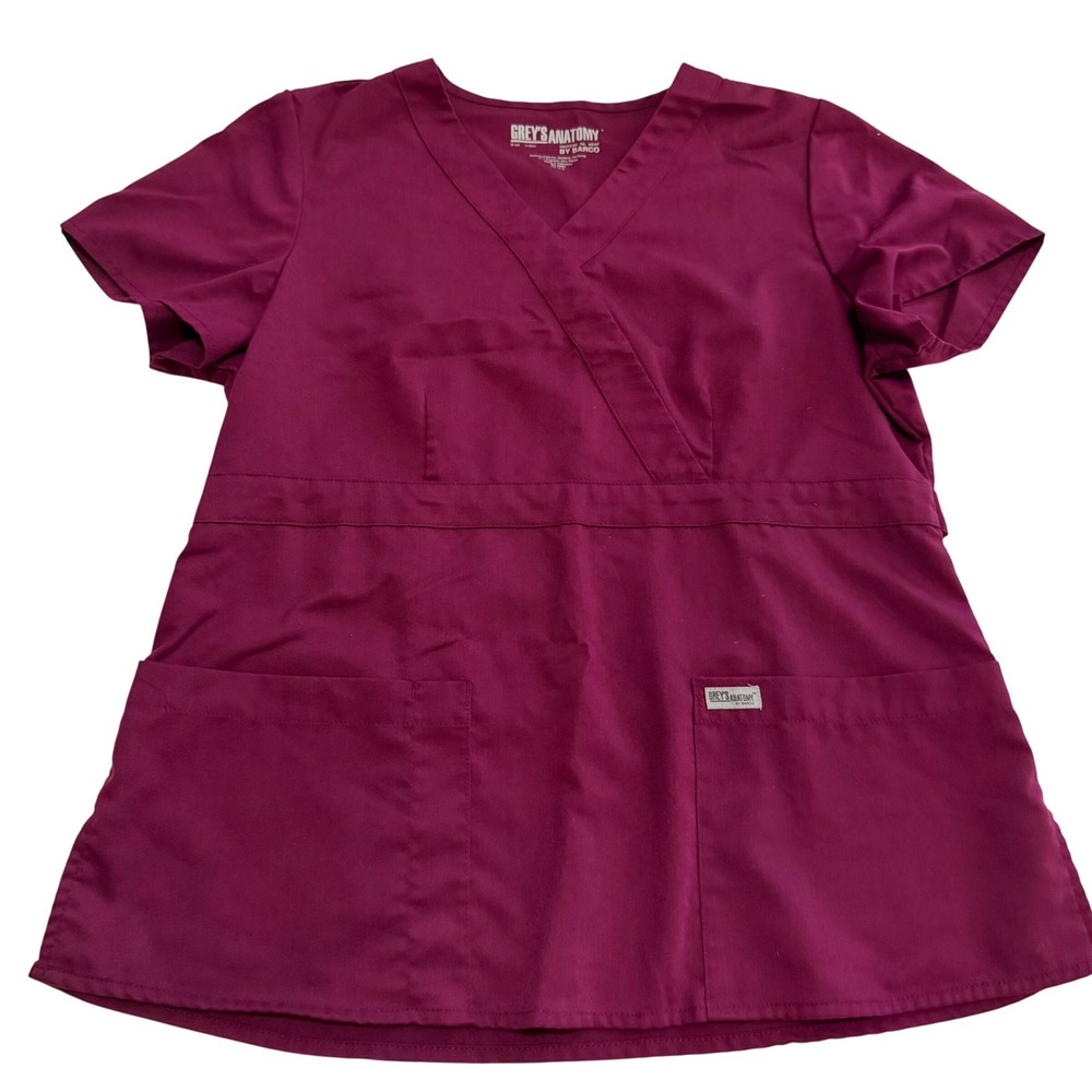 Greys Anatomy by Barco Women Mock Wrap Scrub Top Beet Purple 4153 Large
